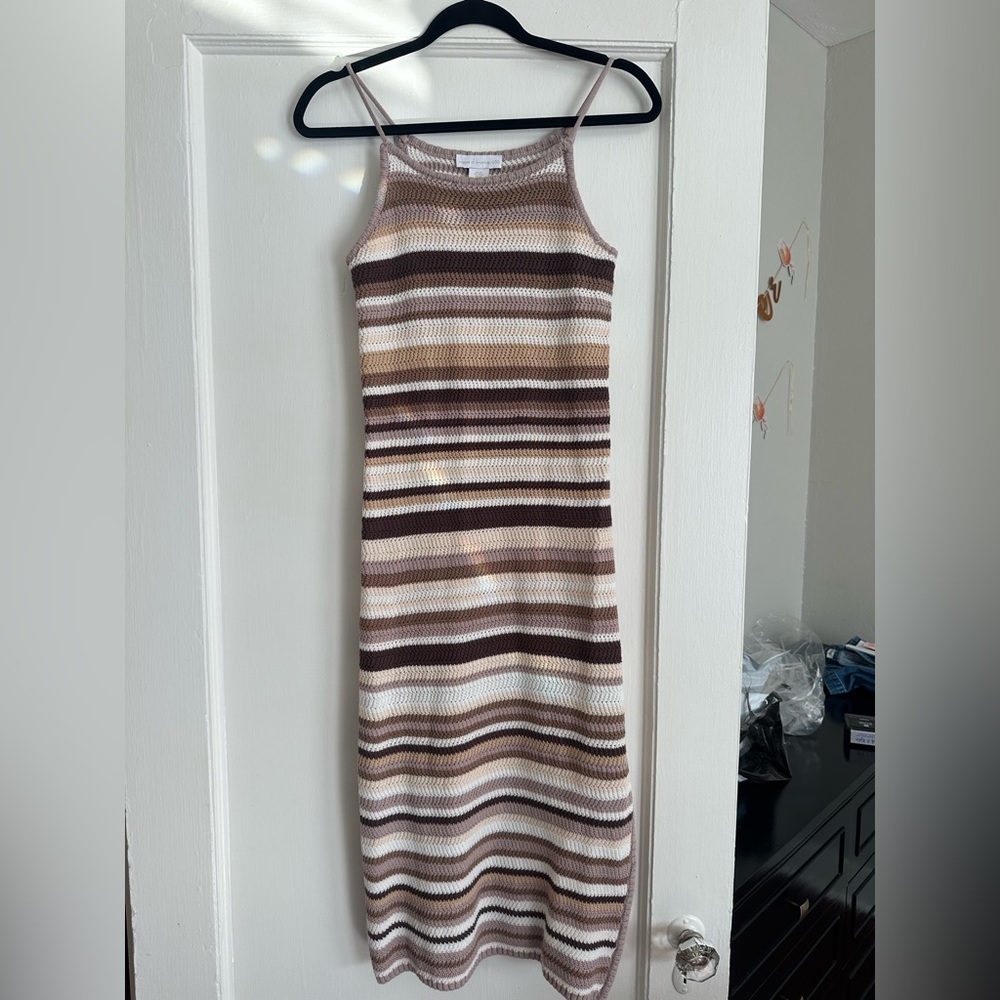 House of Harlow Black and Brown Halter Midi Dress